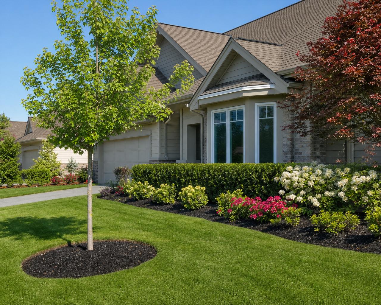 Tree Daddy landscaping a residential front yard in the Greater Lansing Area